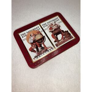 Vtg Norman Rockwell Playing Cards Saturday Evening Post Santa 2 Decks NOS